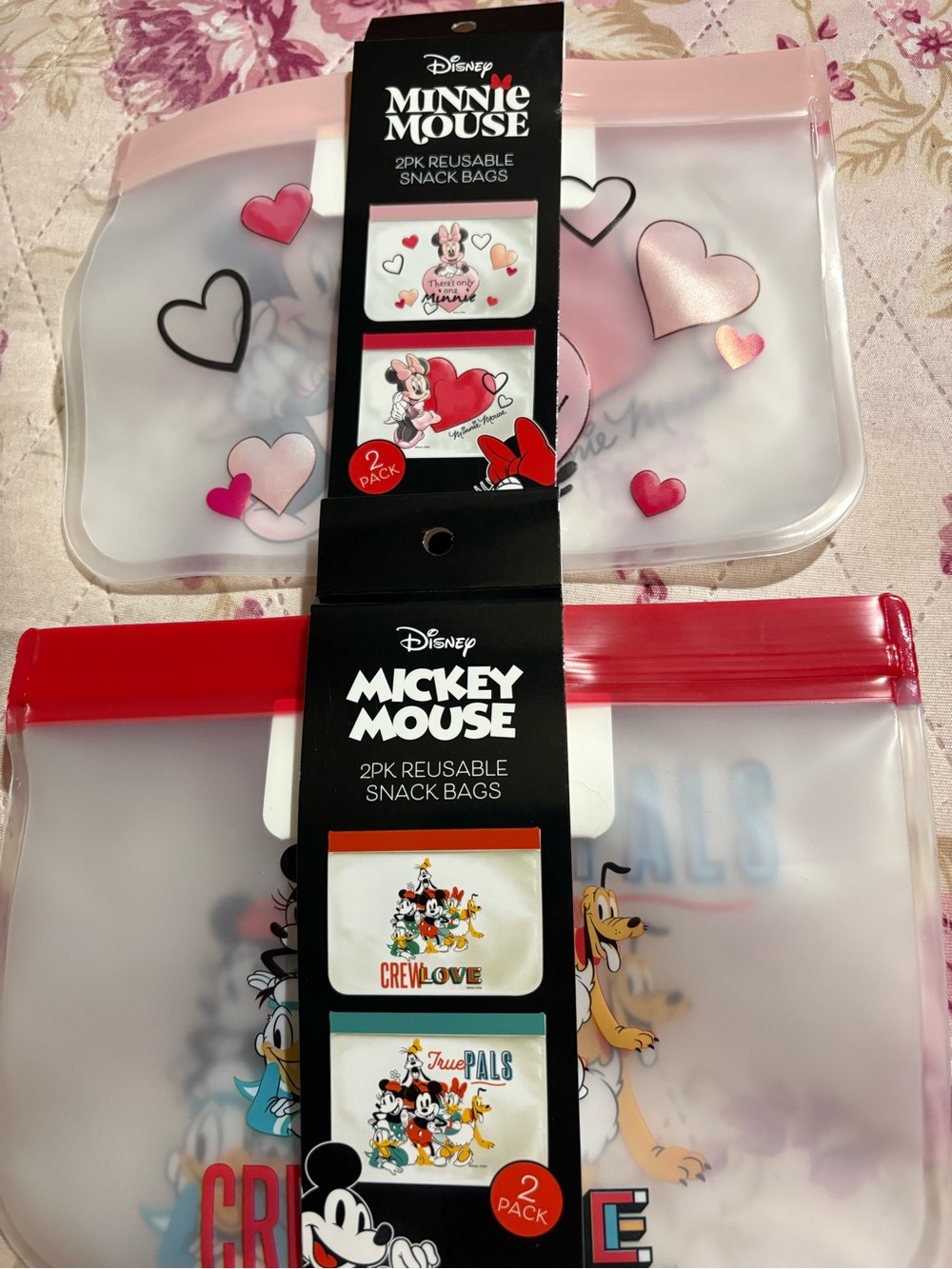 Disney Minnie & Mickey Mouse Snack Bags - Pink, Red, White